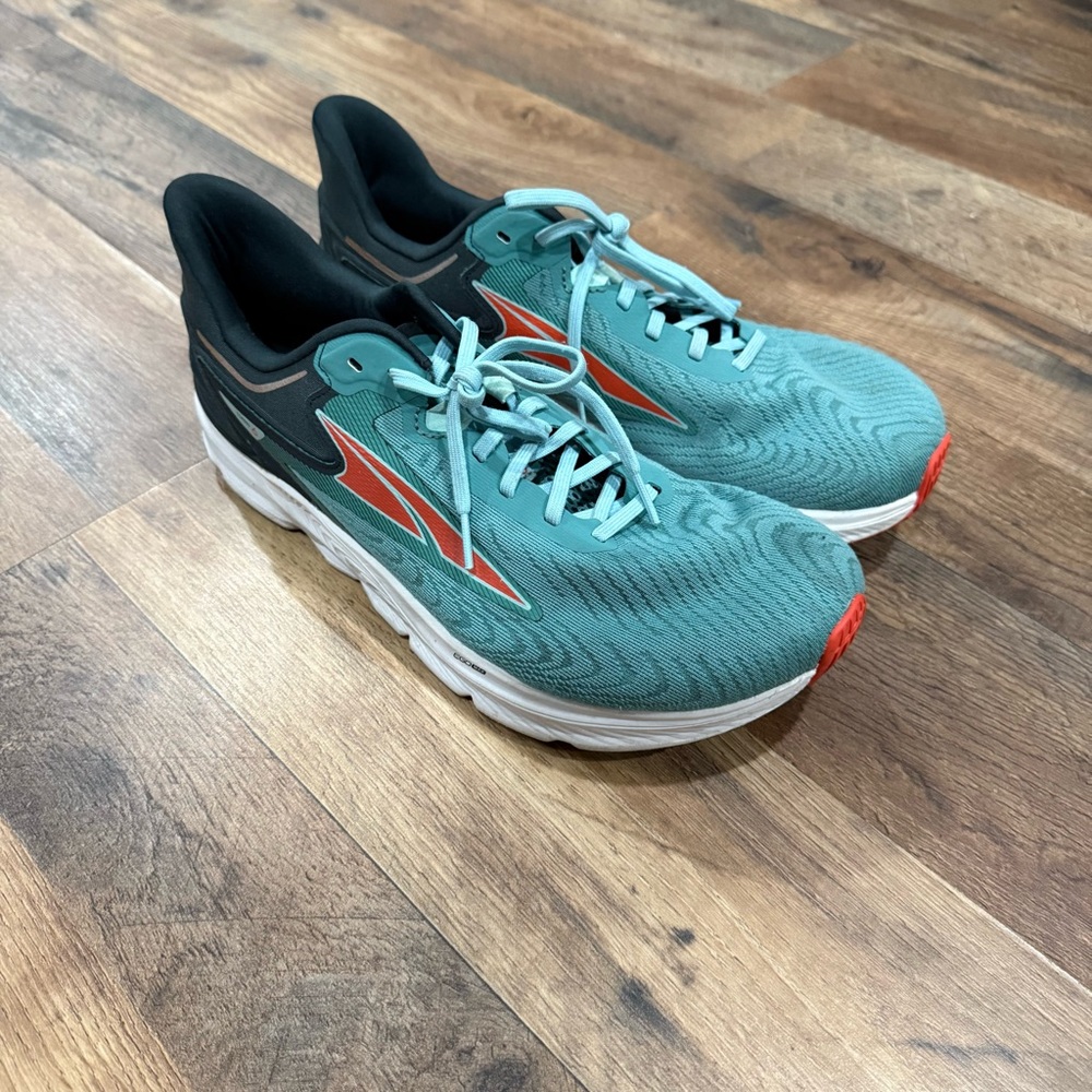Altra Torin 6 Shoes Mens 10.5 Teal Red Running Max Cushion Athletic Sneakers